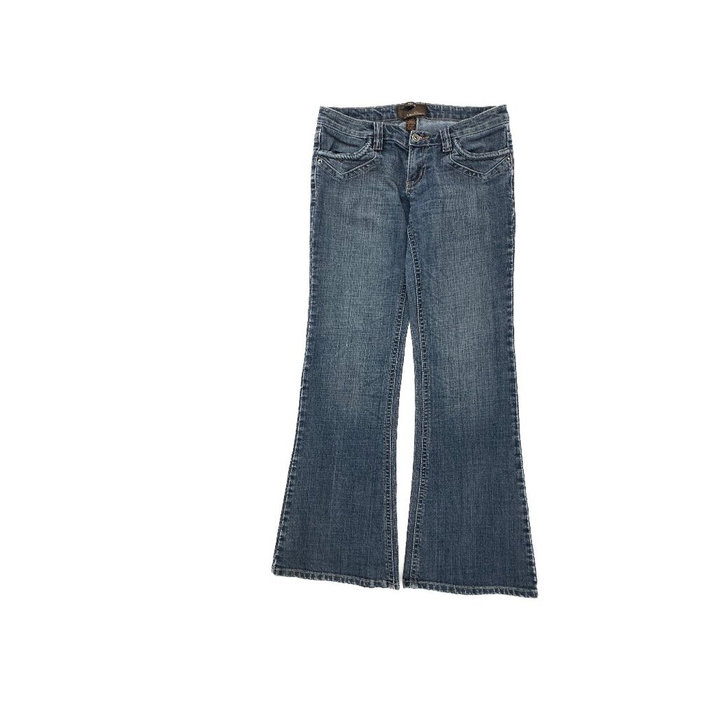 Urban Behavior Flare Leg Jeans Women Size 3 Blue Dark Wash Low Rise Denim